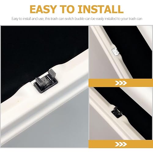 Miniatura 5 de Bloqueo de cubo de basura, 40 unidades, hebillas de cubo de basura con autobloqueo, prensa de repuesto tipo pulsador (negro y blanco)