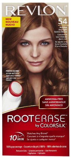 Revlon Root Erase by ColorSilk Ammonia-Free Permanent Color, Light Golden Brown 54, 1 application