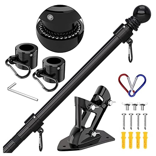 21+ Creative Flag Pole Landscaping Ideas for a Stunning Outdoor Space 2 ZMTECH Flag Pole - Upgraded Bracket, 6 FT Stainless Steel Flag Poles for Outside House, Residential or Commerical, Tangle Free Flag Pole Kit for American Flag (Without Flag, Black)
