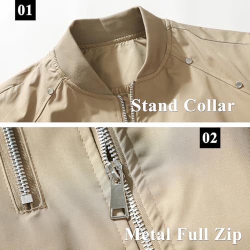 Men's Bomber Jacket Lightweight Casual Fashion Windbreaker Zip Up Coat for Men3