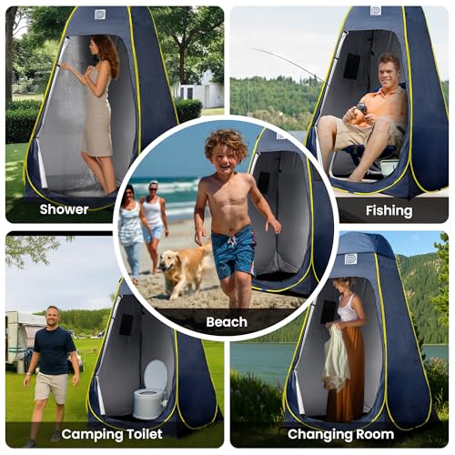 Pop Up Privacy Tent with Reinforced Frame, Portable Camping Shower Tent, Full Coverage Camping Toilet Changing Room for Outdoor Use - UV Protection image 1