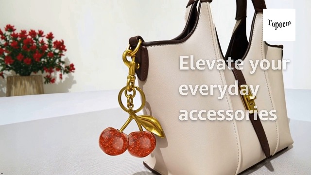 Amazon.com: Topoem Cherry Keychain, Sparkling Resin Bag Charms for