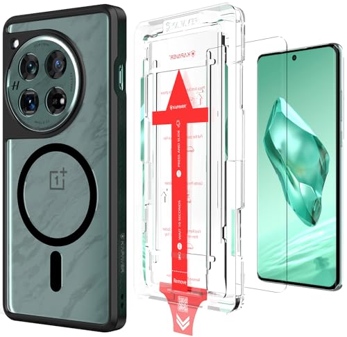 Image of KAPAVER Mag-X Back Cover Case Compatible with OnePlus 12 5G (PC+TPU) (Case with TG), Transparent