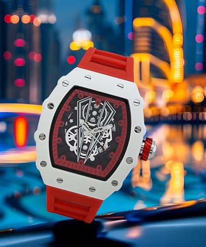 Image of Havoc Craft Men's Luxury Sports Watch 30M Waterproof Tonneau Chronograph | Analog Quartz Wristwatch with Time & Day Function | Premium Square Dial, Shock-Resistant & Anti-Magnetic Silicone Strap