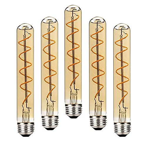 BAISHICHENG 5 artículos T30 225mm Tubular Largos Lámpara LED Edison Retro Vintage Tubo Decorativos Bombillas 4W(40W Reemplaza Lámpara Halógena) E27 Filamento LED Lámparas Blanco Cálido 2700K
