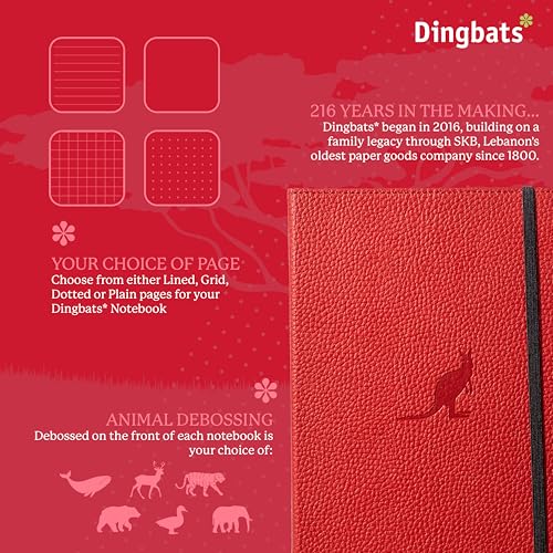 Carnet de notes Dingbats A5 Wildlife Kangourou Rouge couverture rigide papier creme - 2