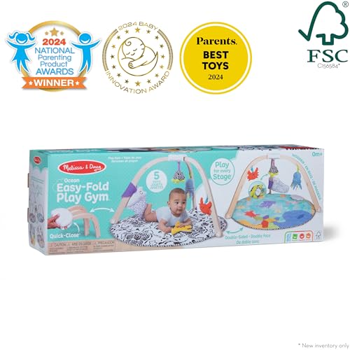 Melissa & Doug Ocean Easy-Fold Play Gym Developmental Toy for Infants, Reversible Mat, 5 Soft Toys, Birth to 9 Months - Image 5