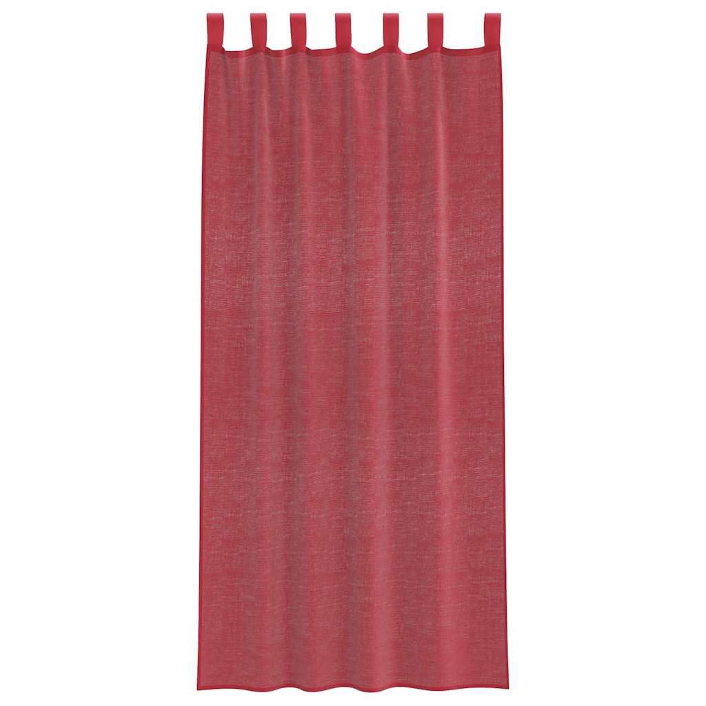Lot de 2 rideaux en voile avec passants, bordeaux, 140 x 225 cm, en polyester, avec œillets, pour décoration de fenêtre, brise-vue comme séparateur de pièce, pour salon, chambre à coucher