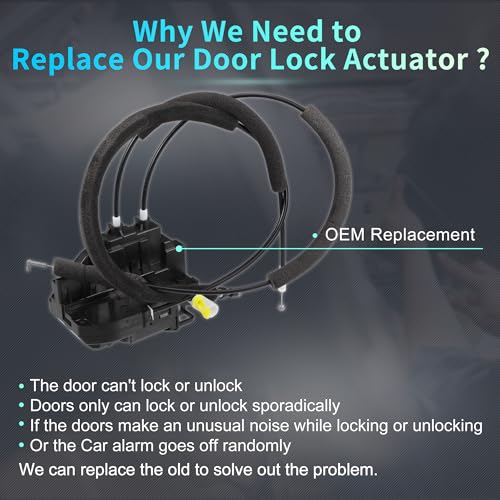 Image of X AUTOHAUX Replacement Front Left Driver Side Power Door Lock Actuator Motor with Cable for Nissan Titan 2005-2012 Door Latch Actuator Assembly Replace No.80500ZH200 Black
