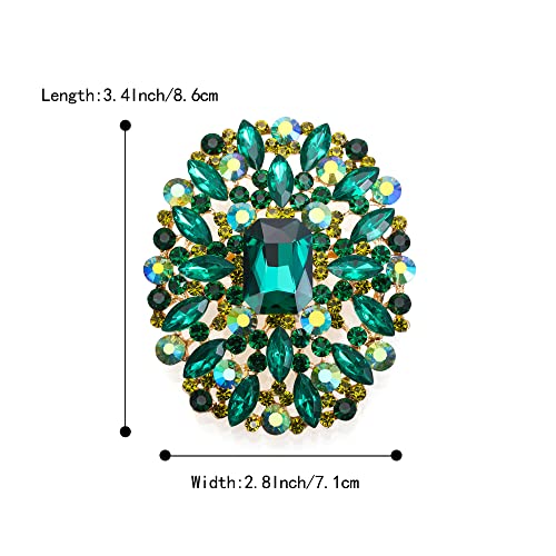 Image of BriLove Women's Stunning Emerald Cut Square Crystal Rhinestone Marquise Cluster Brooch Pin for Wedding Party Prom