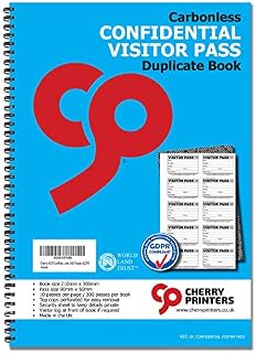 Cherry NCR Confidential Visitor Pass 90mm x 60mm Duplicate Book 300 Passes GDPR