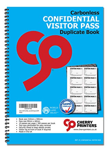 Cherry NCR - Pase de visitante confidencial (90 x 60 mm, 300 pasadas GDPR) Cover