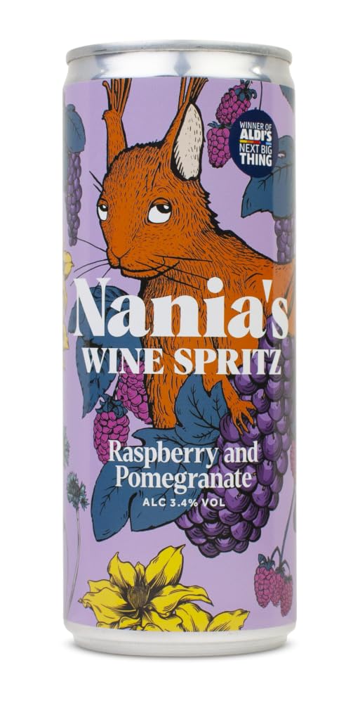 Nania's English Wine Spritz Mixed Pack | 6 x 250ml | Low ABV Spritz - 3.4% | 3 x Rosé Wine Spritz - Raspberry & Pomegranate | 3 x White Wine Spritz - Yuzu & Elderflower
