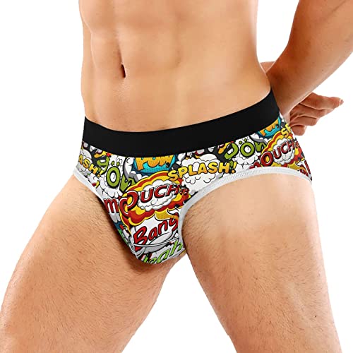 Men's Underwear Briefs Comfort Soft Stretch Classic Fit Comic Speech Bubbles Briefs with Contour Pouch2