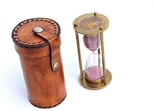 Miniatura 2 de Reloj de arena de latón con cita inspiradora Go Confidently by Thoreau, temporizador de arena atemporal con estuche de almacenamiento de cuero de