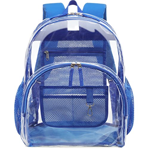 F-color Clear Backpack, Large Clear Backpack Heavy Duty PVC Transparent Clear Bag for Stadium, School