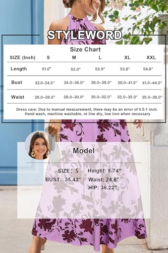 Image of STYLEWORD Women's Summer Floral Halter Maxi Dress Vacation Semi Formal 2026
