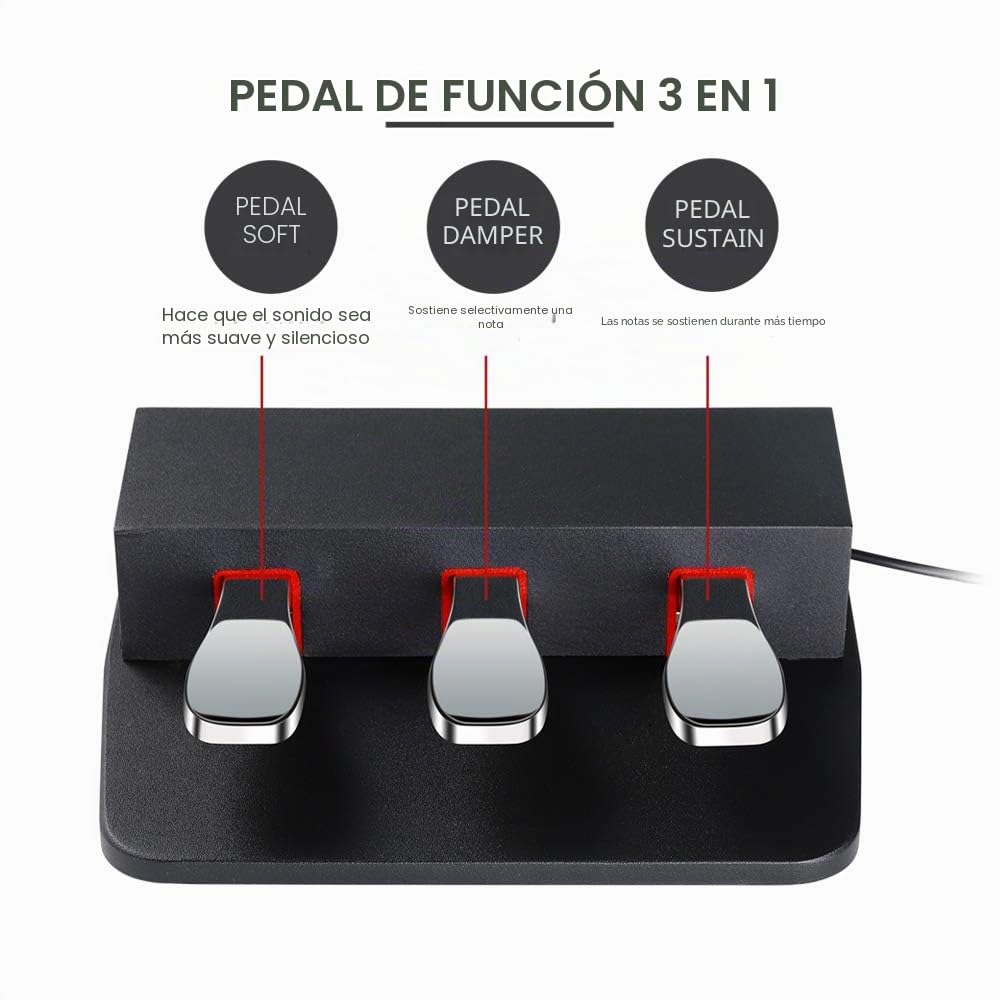 Unidad de 3 pedales para piano de teclado digital eléctrico Yamaha P85 P95 P48 P105 P115, color negro