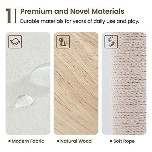 Árbol moderno grande para gatos, 70.1 pulg, multi nivel beige miniatura 3