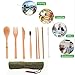 Skosod Travel Utensils Reusable Utensils with Case Eco-Friendly Bamboo Cutlery Set for Kids & Adults Portable Utensils Set Bamboo Spoon Fork Knife Brush Straw Chopsticks Toothbrush Bottle Opener Pouch