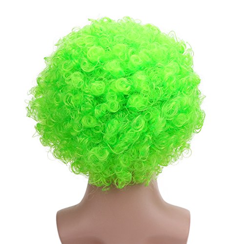 Image of FREE BEAUTY Fluffy Afro Synthetic Clown Wig for Men Women Cosplay Anime Party St. Patrick's Day Christmas Halloween Fancy Funny Wigs (Green)