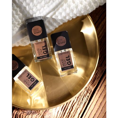 Catrice Maxi Stay Gel Top Coat, Unter- und Überlack, transparent, langanhaltend, glänzend, ohne Aceton, vegan, Mikroplastik Partikel frei (10,5ml)