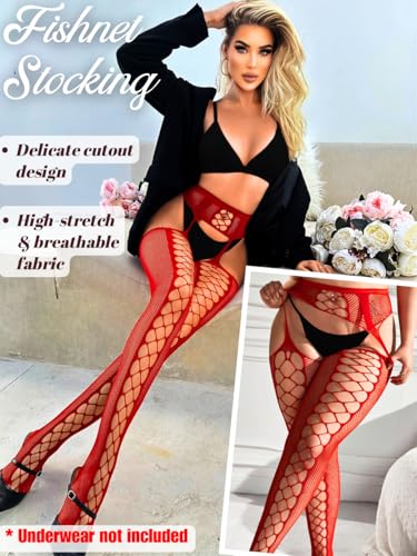 Women Sexy Fishnet Tights, Suspender Pantyhose With Garter Belt, Stockings Lingerie Outfit Going Out Party Club Rave2