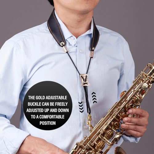 UEIOAVL Trageriemen für Blechblasinstrumente, 1 Stück Saxophon-Umhängeband schwarz für Alt- und Sopransaxophon Zubehör für Musikinstrumente Mikrofaser Metallhaken