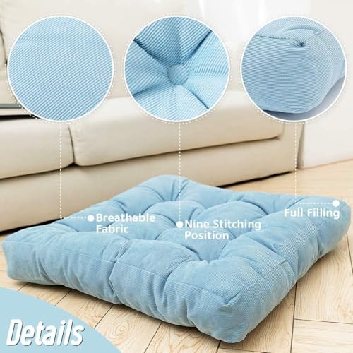 Image of Floor Pillow, Square Meditation Pillow for Seating on Floor Solid Thick Tufted Seat Cushion Meditation Cushion for Yoga Living Room Sofa Balcony Outdoor