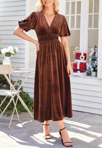 Image of Sissyaki Velvet Maxi Dress Fall Wedding Guest Dress 2026 | Semi Formal to Formal Events, Family Pictures, Holiday Party Dinner Dress