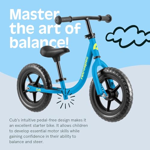Image of Retrospec Cub Toddler Balance Bike for Ages 18 Months - 3 Years - 12in No-Pedal Beginner Bicycle with Adjustable Seat, Puncture-Proof Tires & Safe Low Frame Design