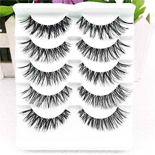 Preisvergleich Produktbild Greatangle 5 Paar / Wimpern Set Wiederverwendbare falsche Wimpern Dicke Verlängerung Handgefertigte handgefertigte gefälschte Wimpern für Frauen