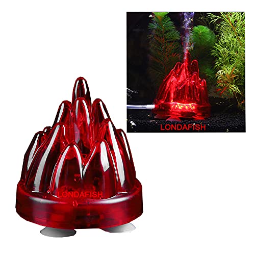 Londafish Lumière d'aquarium Volcano Bubble Light - Décoration d'aquarium - Lumière rouge Cover