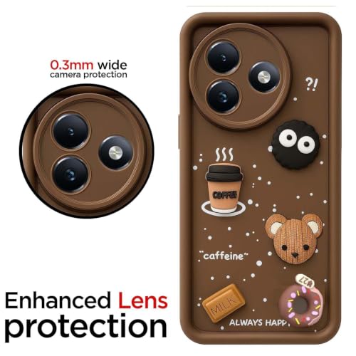 Image of Bintage Cute Fun Ball | Taddy Cartoon 3D Smiley Coffee Cup | Milk Donut | Full Protection Rubber Back Cover Compatible for itel S667LN / itel S24 - Brown