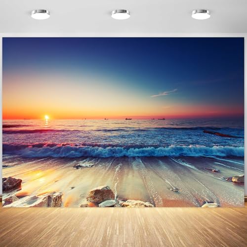 Fondo fotográfico 7x5 ft Playa y Atardecer miniatura 1