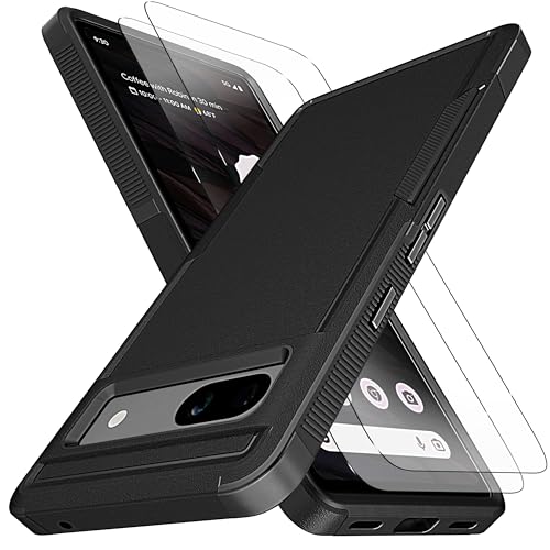 KaiMai for Pixel 7A Case [10 FT Military Grade Drop Protection] [Non-Slip] [2 pcs TPE HD Screen Protector] Heavy Duty Full-Body Shockproof Case for Google Pixel 7A 6.2-Black