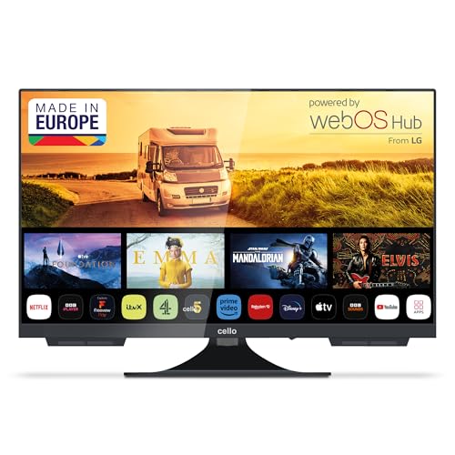 Cello C2424WS 12 Volt 24 Zoll Traveller Smart rahmenloser Fernseher Ultrafast WebOS, Pitch Perfect Lautsprecher Bluetooth, Netflix, Kleiner Fernseher für Wohnmobile und LKWs