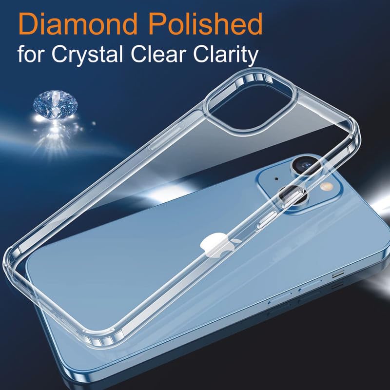 Image of Thermoplastic Polyurethane For iPhone Clear Case 15 Plus,[Anti-Yellowing Technology] [Military Grade Drop Protection] Shockproof Slim Hybrid Phone Case For iPhone 15 Plus-Crystal Clear