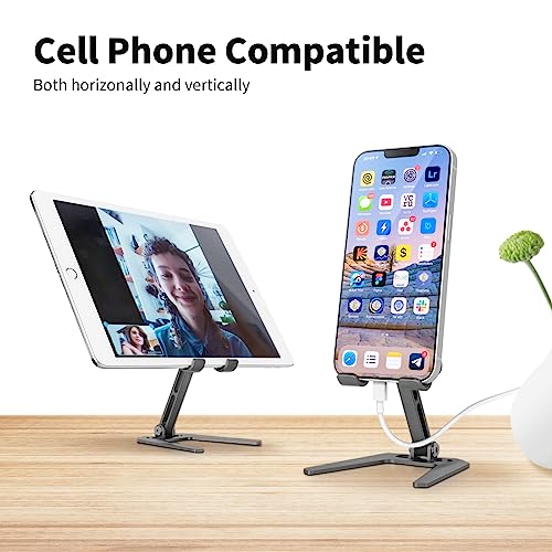 Lilanzo Foldable Cell Phone Stand For Desk, Fully Adjustable Desktop Phone Holder For Office, Aluminum Metal Phone Holder For Iphone, Ipad, Mobile Phone, All Android Smartphone, Tablets (4-10") #TOP4