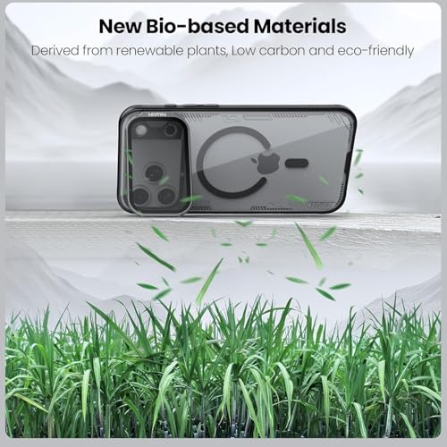 Image of PRITO Nilkin Magnetic Case for iPhone 17 Pro Max, Shockproof Protection with MagSafe, Never Yellowing and Biodegradable Material, with Stand & Transparent Camera Lens Cover (Brown, iPhone 17Pro Max)