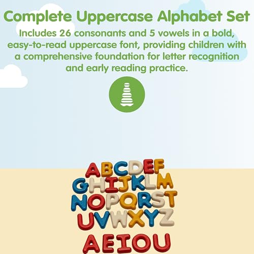 Image of PlanToys Wooden Upper Case Alphabet Letters | 31 Pc ABC Learning Toy for Toddlers | Montessori Wooden Alphabet Set for Spelling, Phonics & Preschool Learning | Educational Toy for Kids Ages 2+