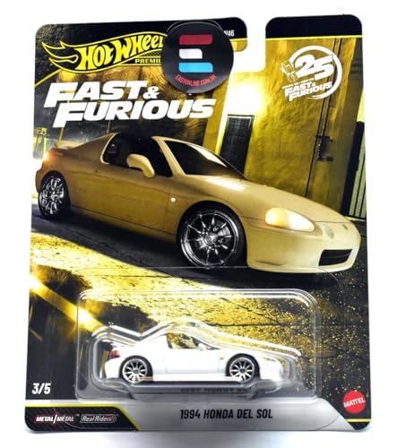 Image of Hot Wheels Cars, Premium Fast & Furious 1994 Honda DEL SOL, 1:64 Scale Die-Cast Car for Collectors Inspired by Fast & Furious Movie Franchise​​