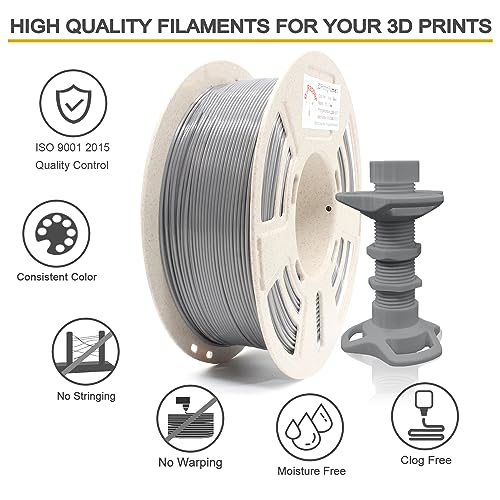 Image of RepRapper Easy-to-Print Gray PETG Filament for 3D Printer 1.75mm (+-0.03mm) 2.2lb (1kg), Stronger Toughness, Fit Most FDM Printers