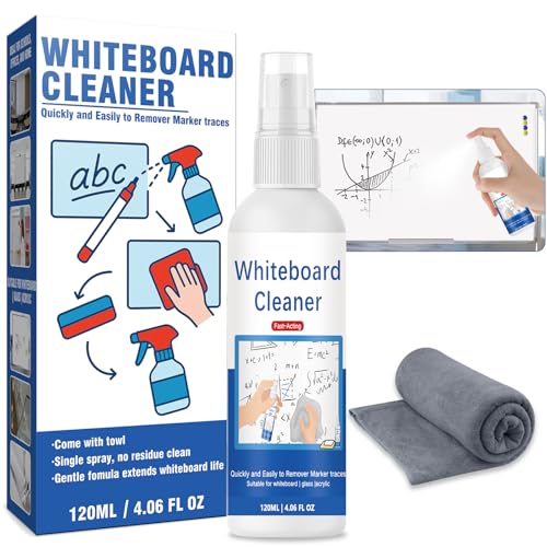 Spray nettoyant tableau blanc 120 ml, avec serviette, enlève efficacement les traces de...