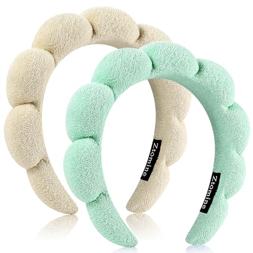 Ztomine Spa Headbands for Facial Skincare, Set of 2 Terry Cloth Headbands for Face Washing, Hair Mask, Skin Treatment