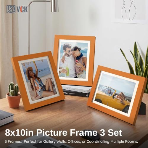Image of VCK 8x10 Picture Frames 3 Pack, Orange Wood Photo Frame, Wall Display
