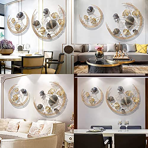 Kileli 3D Ginkgo Leaf Metal Wall Art Home Decor Decorative Metal Wall-Mounted Sculpture, Luxury Gifts For Living Room Bedroom Kitchen Decoration, 110 X 67Cm/43''*26.3'' #TOP2