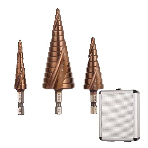 Miniatura 2 de M35 - Juego de brocas de doble espiral (3 piezas, 4-124-200.157-1.260 in), taladro hexagonal de 0.23 pulgadas para metal, acero inoxidable,