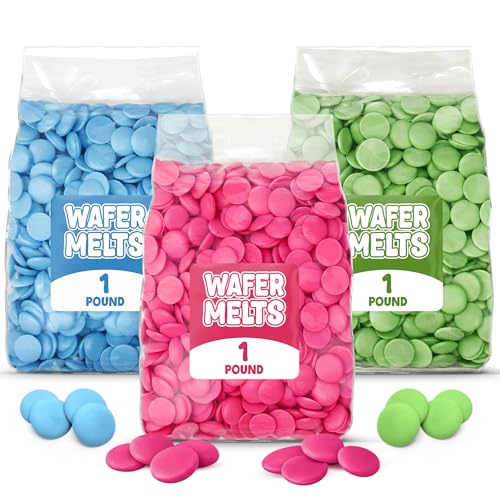 Pastel Candy Melts 3 Lb Pack - Blue, Green & Pink Melting Wafers For Cake Pops, Cookies & Cupcakes - 3 Bags (1 Lb Each) Candy Coating For Dipping & Decorating