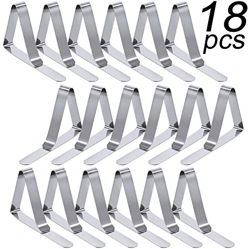 ENTHUR Tablecloth Clips 18 Packs Picnic Table Clips Flexible Stainless Steel Table Cloth Cover Clamps Table Cloth Holders Ideal for Picnics Marquees and Weddings
